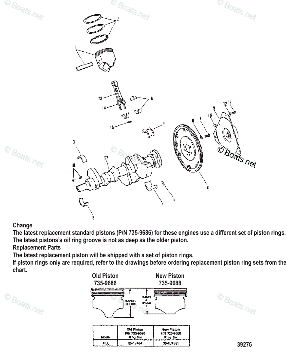 Mercruiser Sterndrive Gas Engines OEM Parts Diagram For Crankshaft And ...