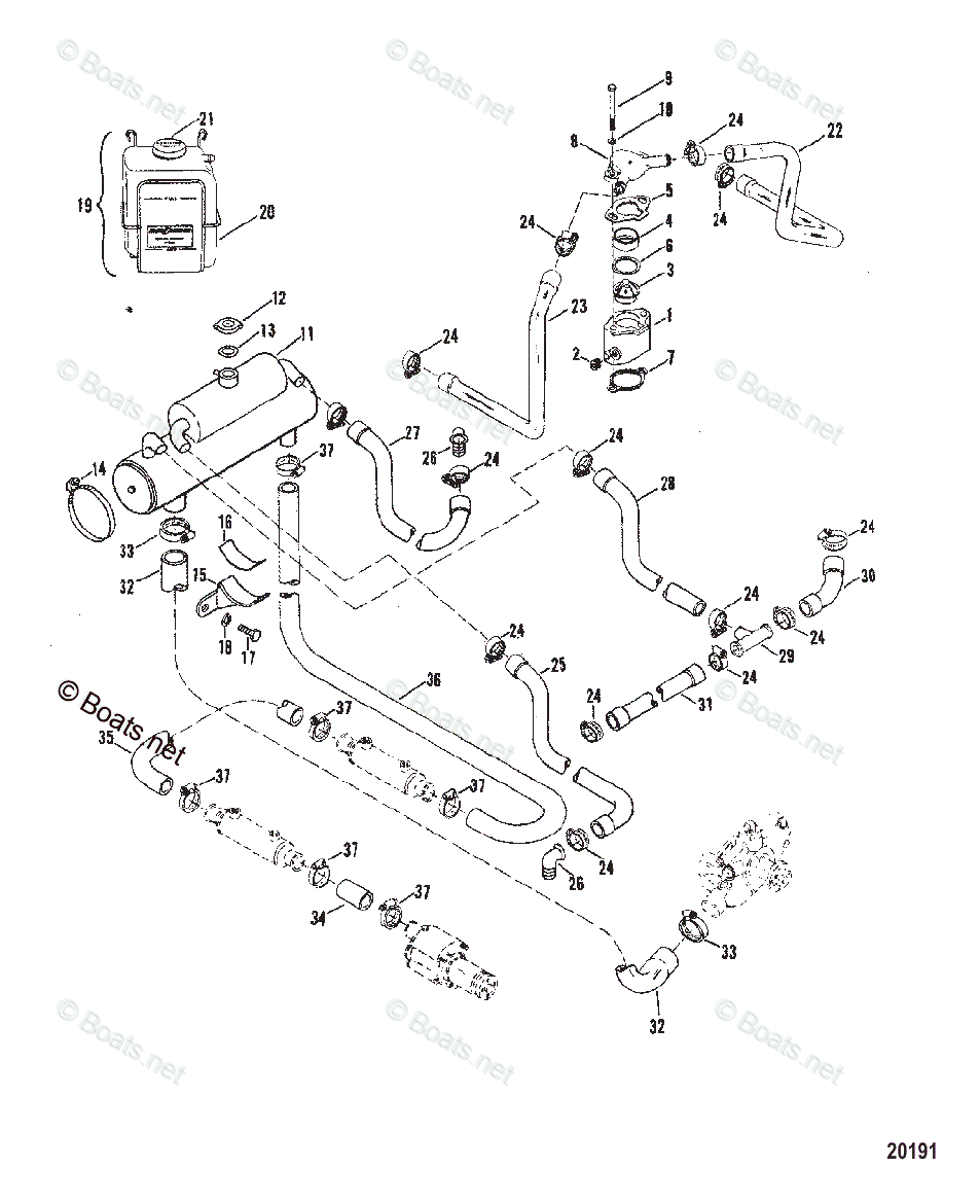 Mercruiser Sterndrive Gas Engines OEM Parts Diagram For CLOSED COOLING ...