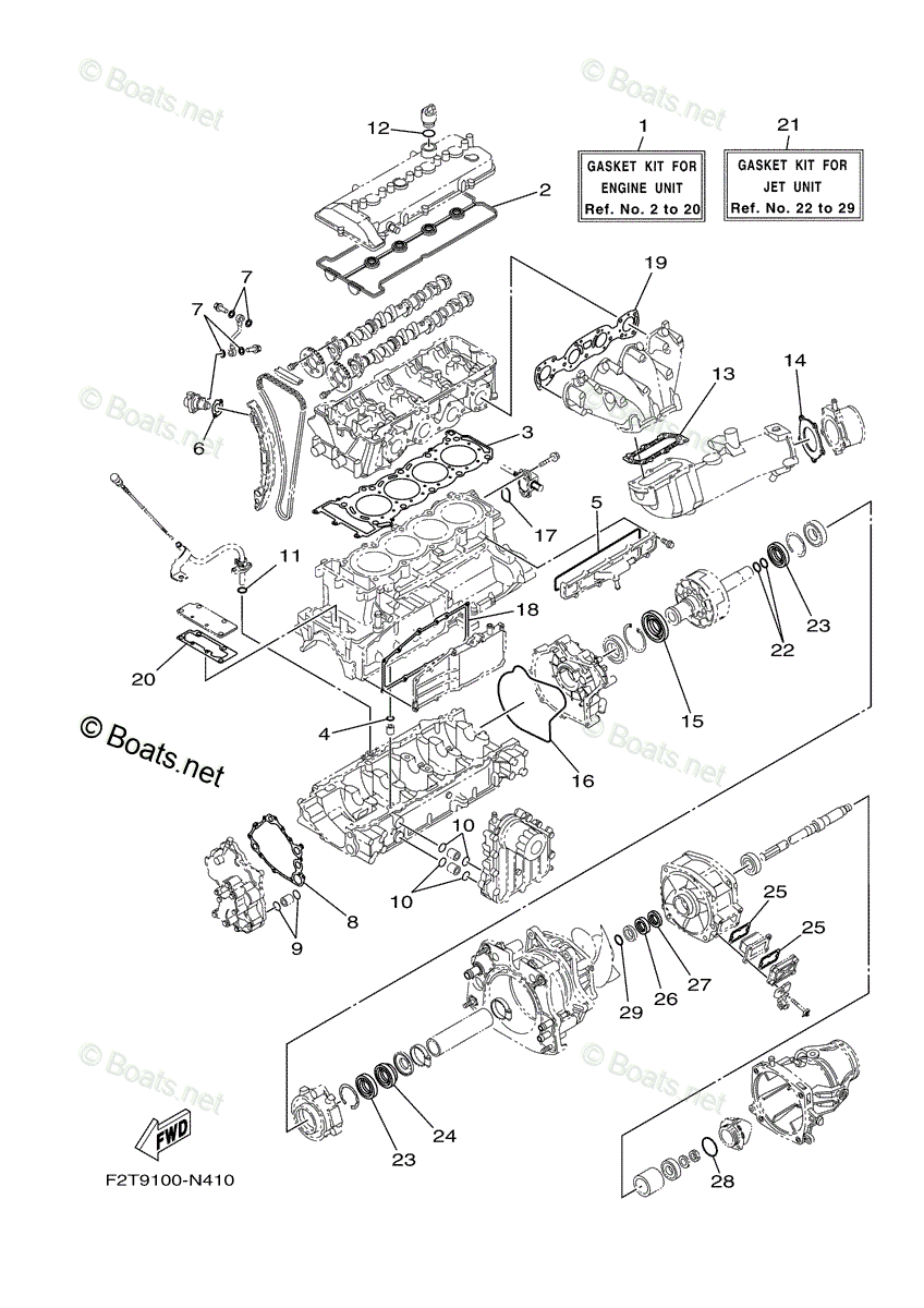 Yamaha Waverunner 2018 OEM Parts Diagram for Repair Kit 1 | Boats.net