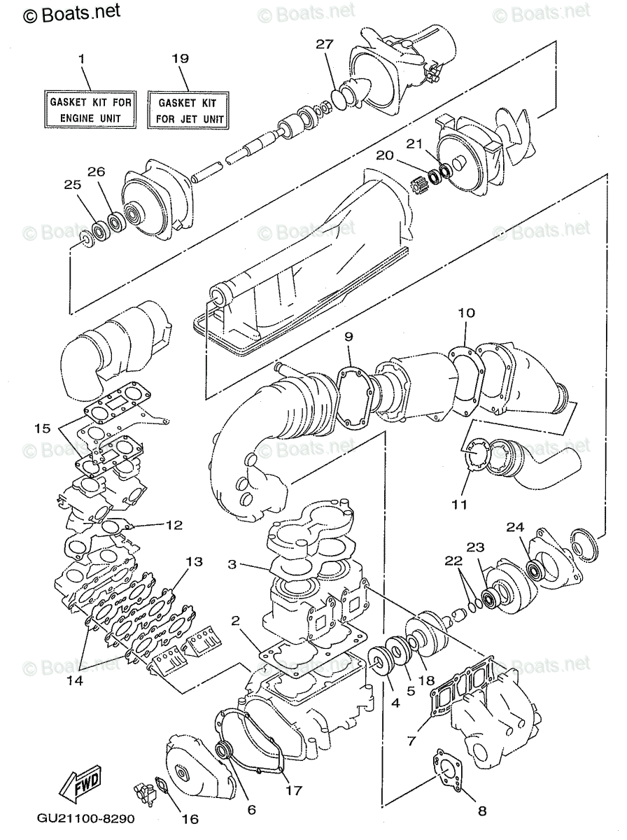 Yamaha Waverunner 1998 OEM Parts Diagram for Repair Kit 1