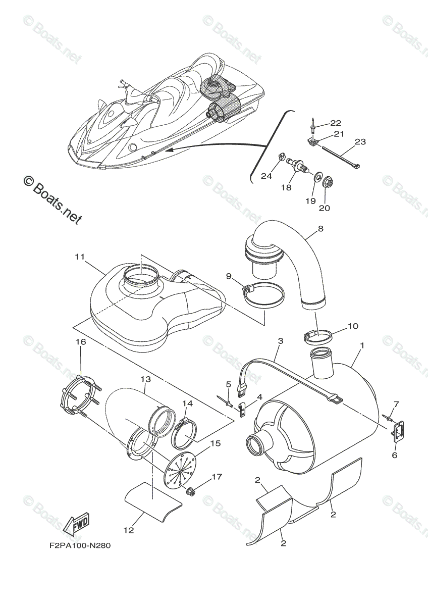 Yamaha Waverunner 2015 OEM Parts Diagram for Exhaust 3