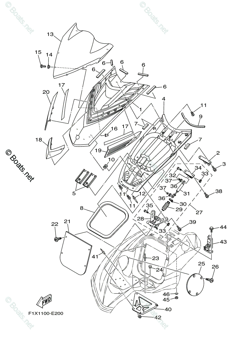 Yamaha Waverunner 2007 OEM Parts Diagram for Engine Hatch 1
