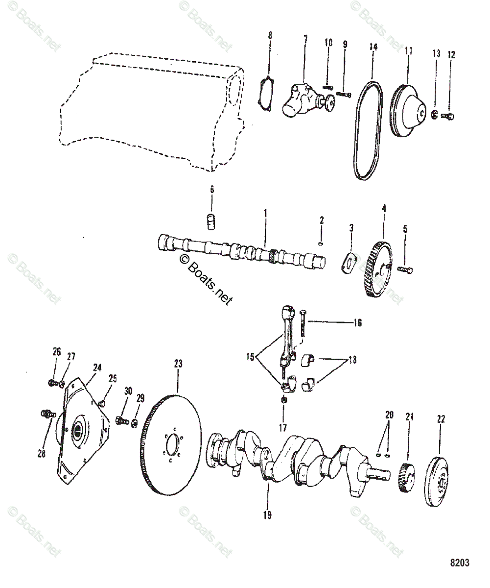 Mercruiser Sterndrive Gas Engines OEM Parts Diagram For Crankshaft ...