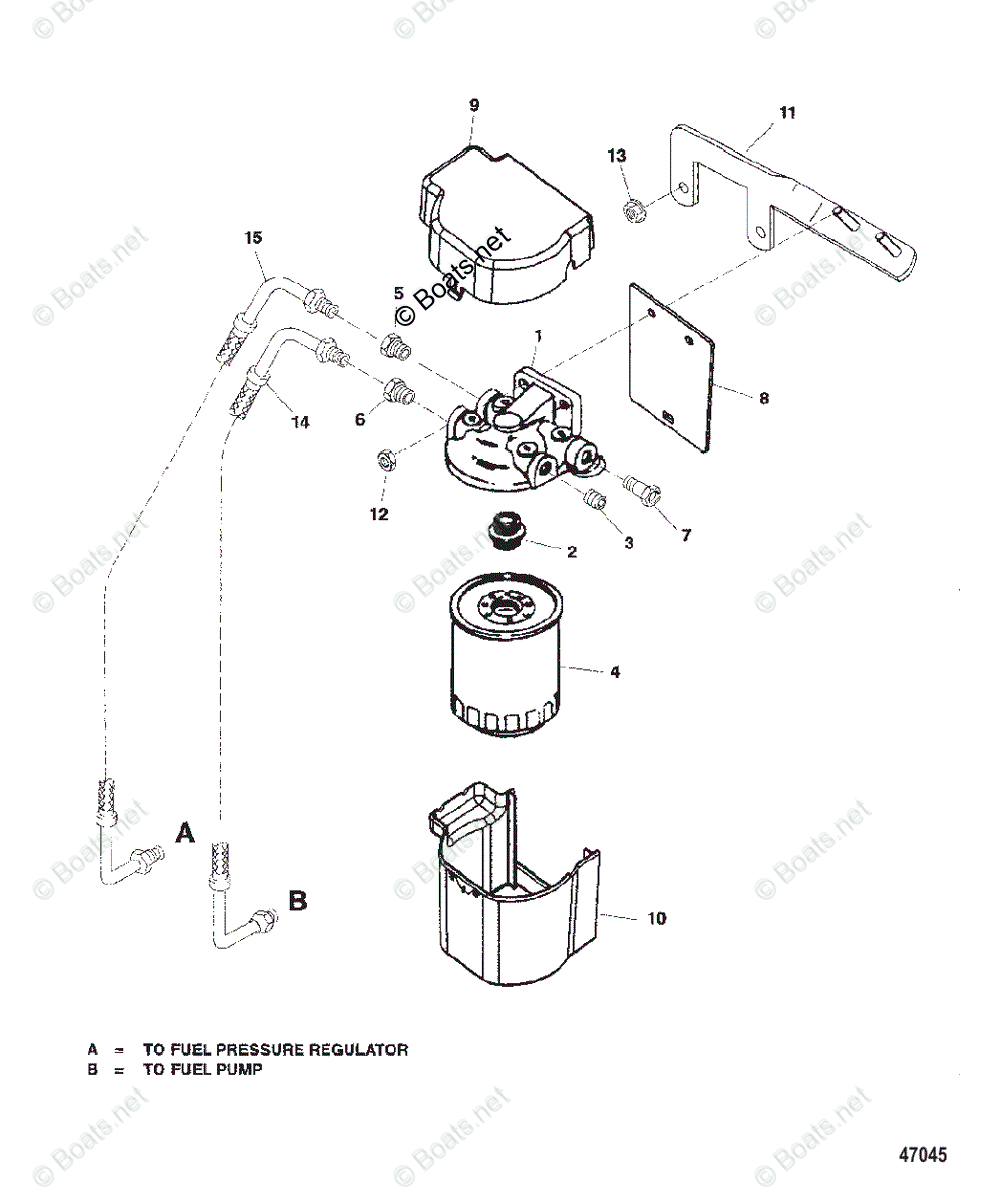 Mercruiser Inboard Gas Engines OEM Parts Diagram for FUEL FILTER