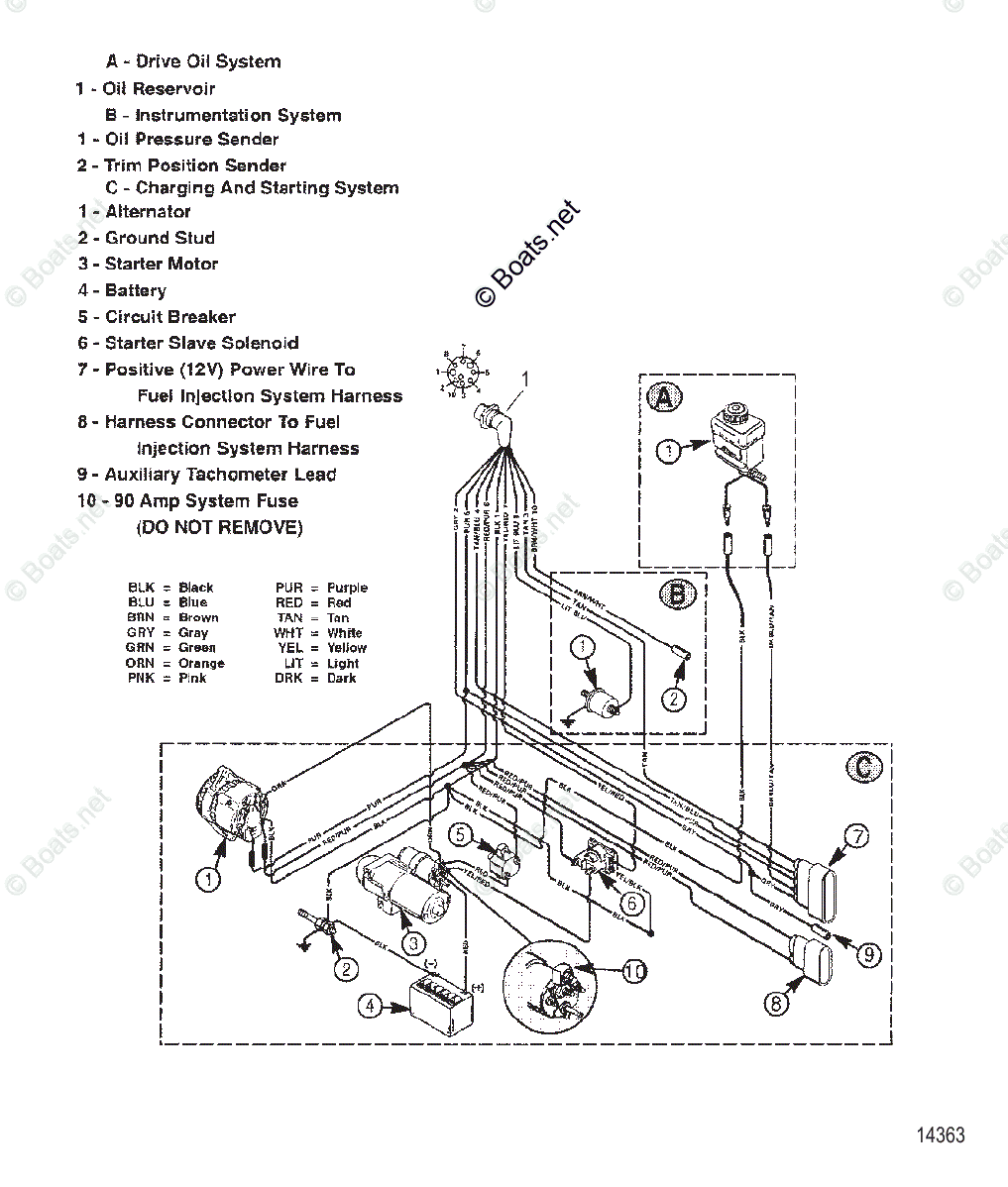 Mercruiser Sterndrive Gas Engines OEM Parts Diagram for Electrical