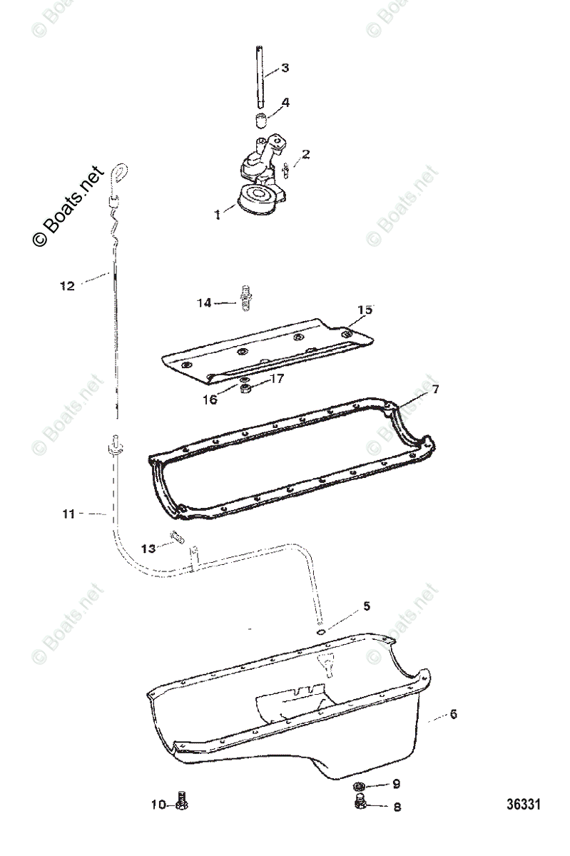 Mercruiser Sterndrive Gas Engines OEM Parts Diagram for Oil Pan And Oil