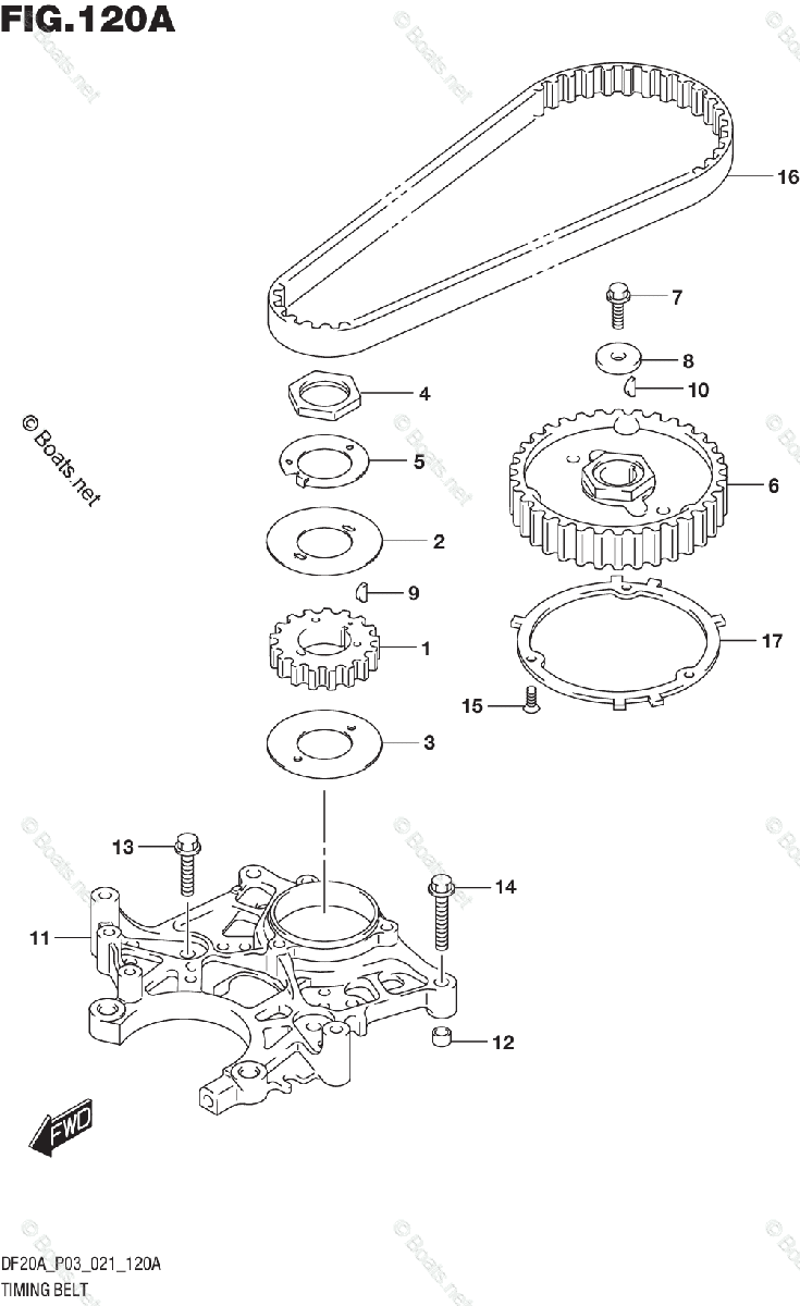 Suzuki Outboard 2021 OEM Parts Diagram for TIMING BELT