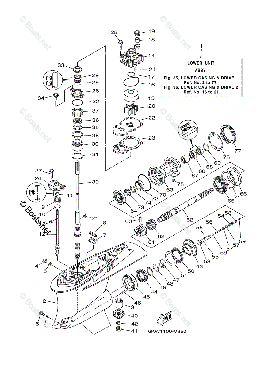 Yamaha Outboard 2022 OEM Parts Diagram for Lower Casing Drive 1 | Boats.net