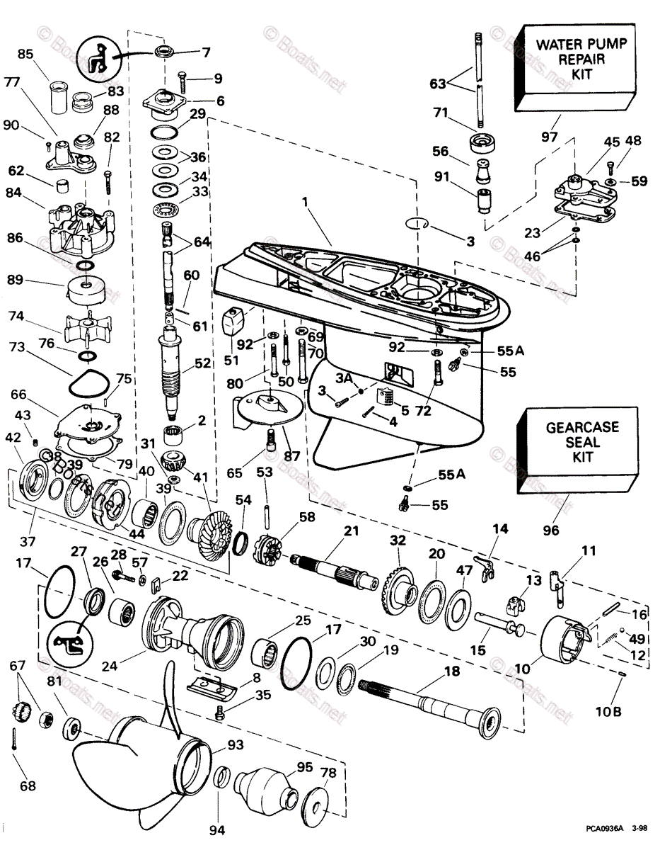 Evinrude Outboard 1998 OEM Parts Diagram for Gearcase -- Counter ...