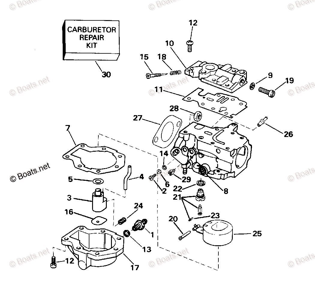 Johnson Outboard 1996 OEM Parts Diagram for Carburetor - 20