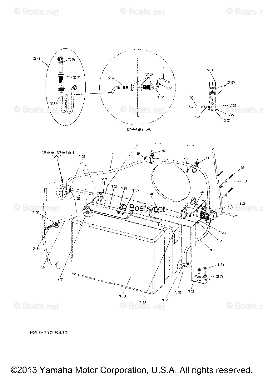 Yamaha Boats 2013 OEM Parts Diagram for Shower Piping