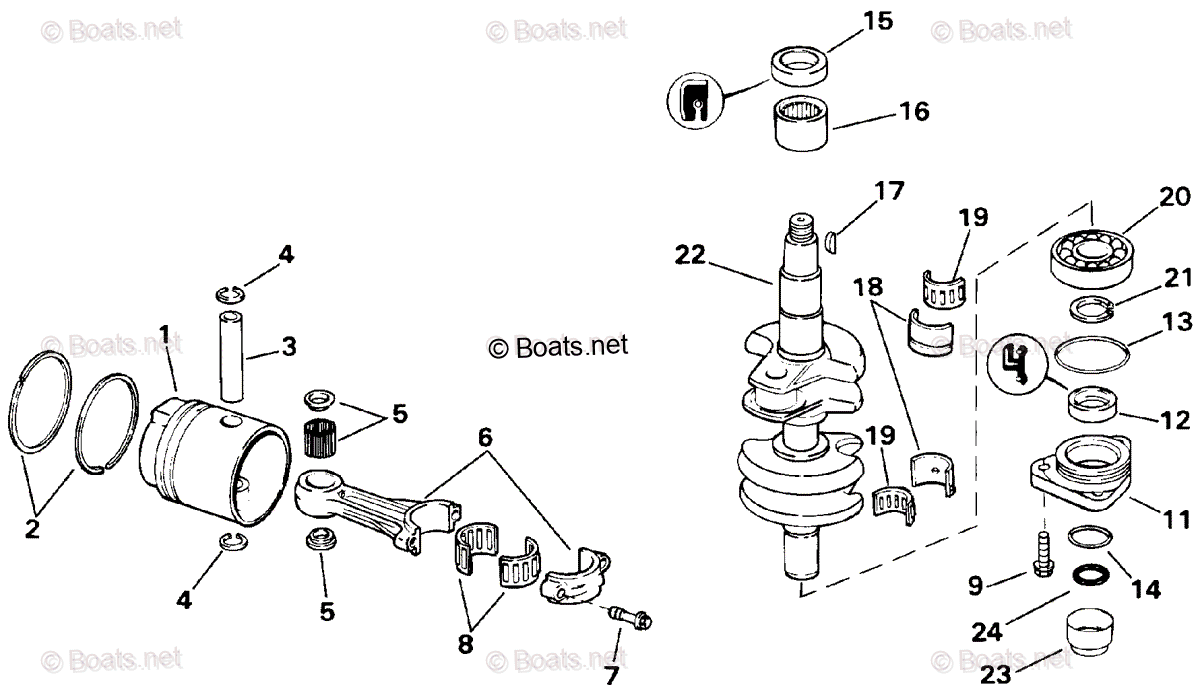 Evinrude Outboard 1993 Oem Parts Diagram For Crankshaft Piston 