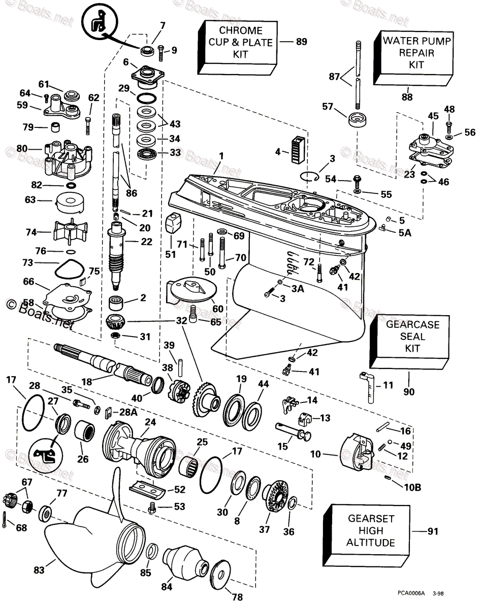 Johnson Outboard 1998 OEM Parts Diagram for Gearcase Standard