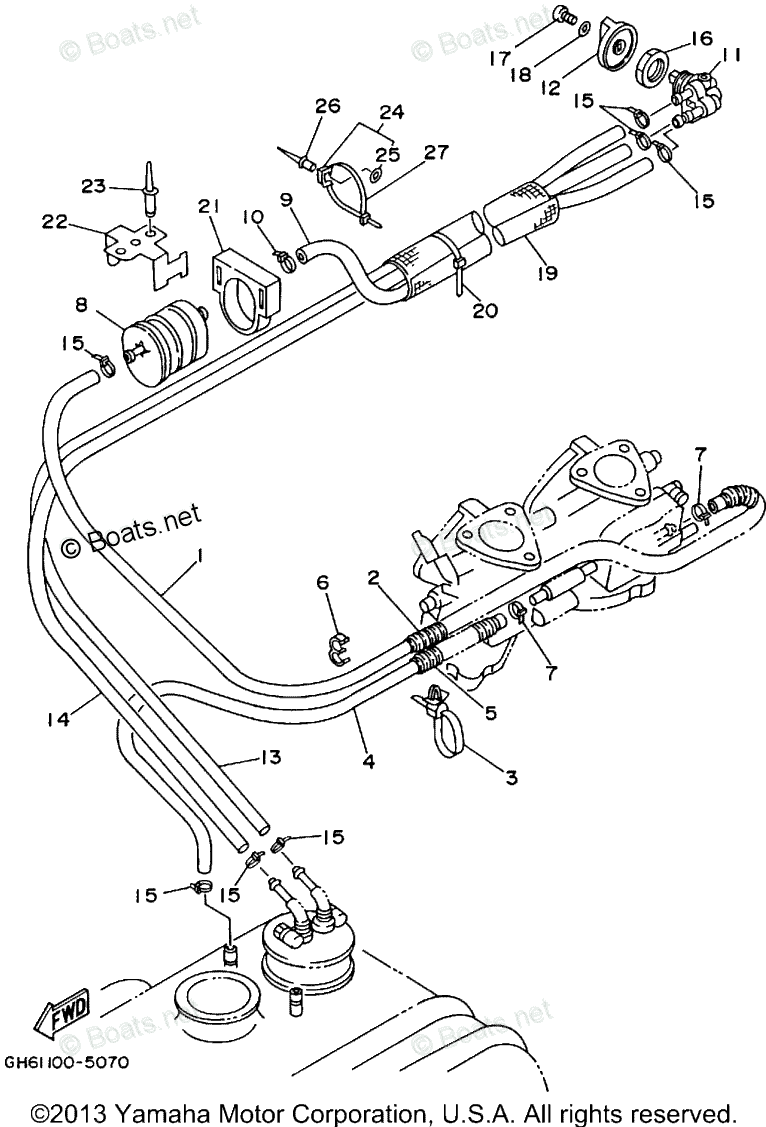 Yamaha Waverunner 1995 OEM Parts Diagram for Fuel