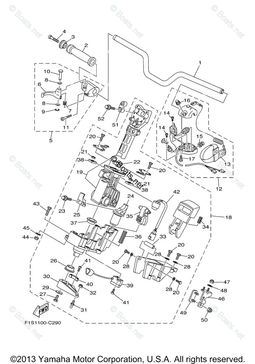 Yamaha Waverunner 2004 OEM Parts Diagram for Steering 1