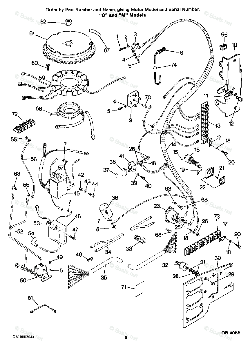 Hページ　f86 Force Outboard 1986 OEM Parts Diagram for ELECTRICAL