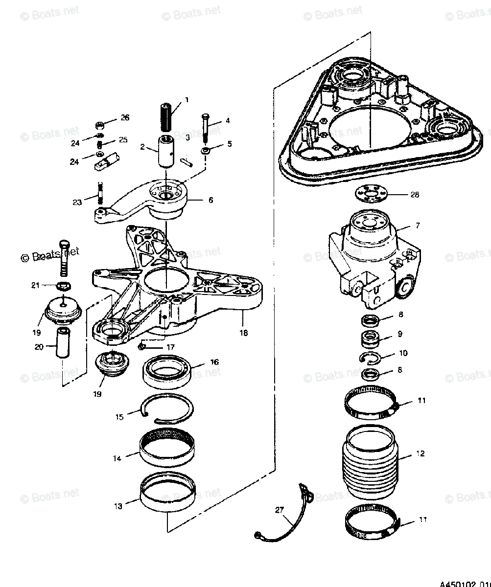 Force Outboard 1990 OEM Parts Diagram for MOUNT AND STEERING YOKE