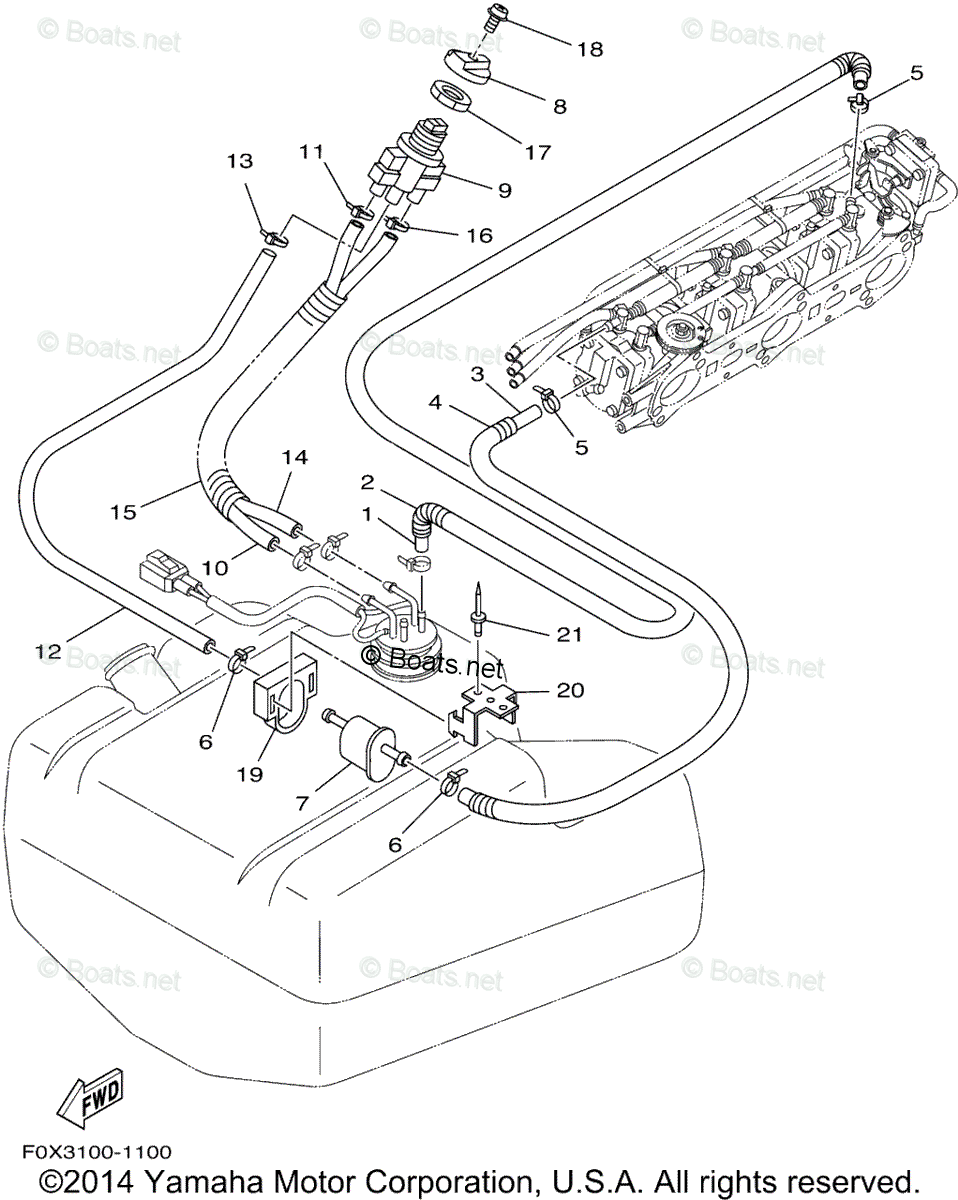 Yamaha Waverunner 2001 OEM Parts Diagram for Fuel