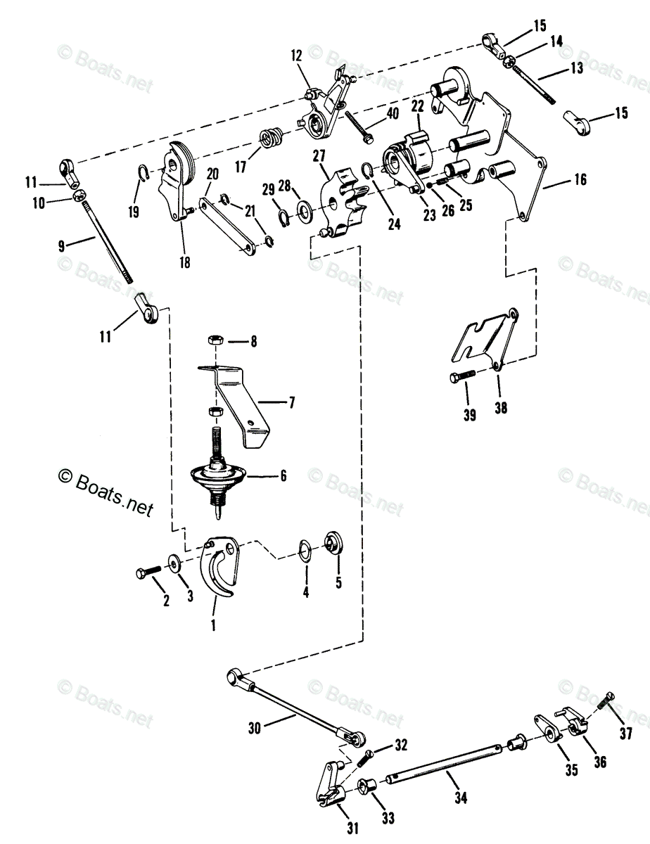 Mercury Outboard 25HP OEM Parts Diagram for Throttle and Shift Linkage