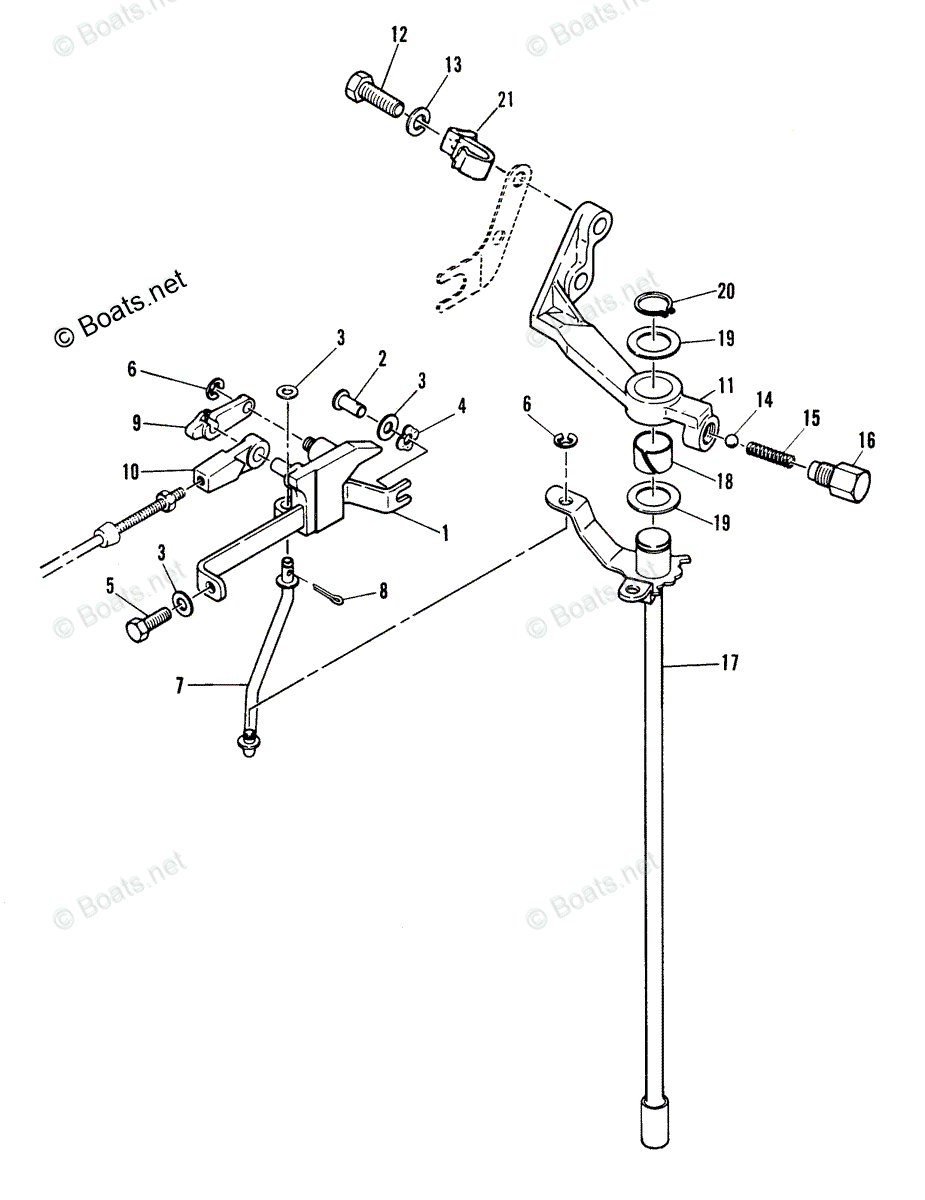 Mariner Outboard 1977 OEM Parts Diagram for Gear Shift Linkage
