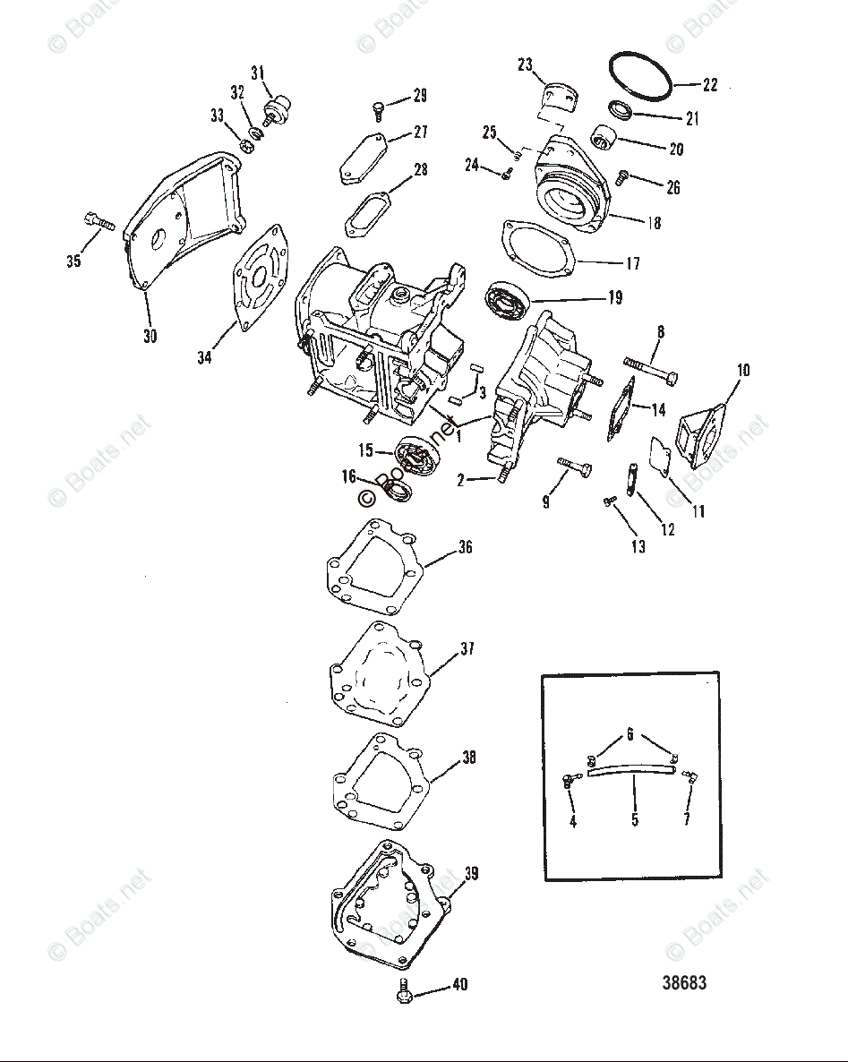 Mercury Outboard 40HP OEM Parts Diagram for Cylinder, Block and ...