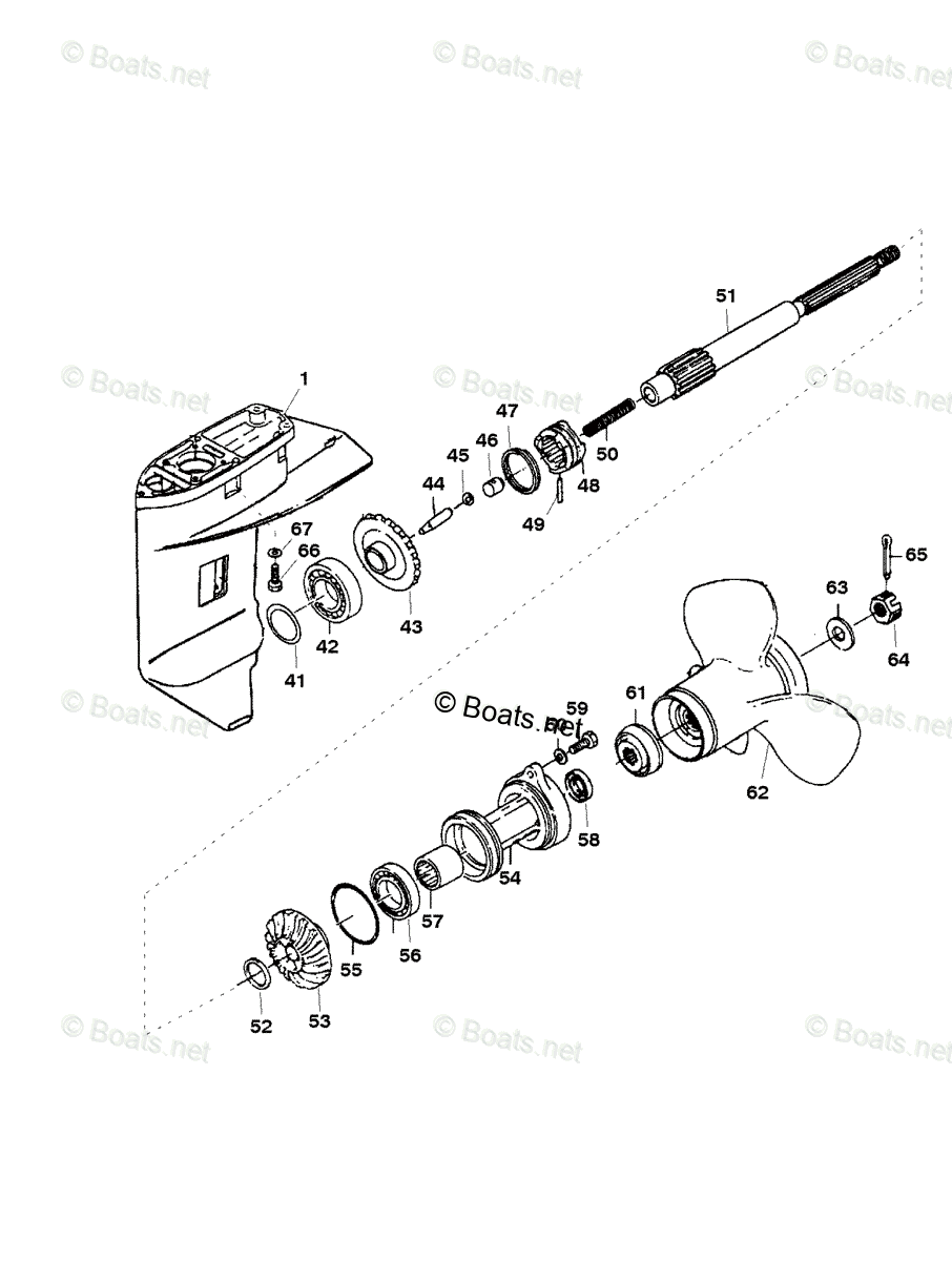 Mercury Outboard 30HP OEM Parts Diagram for Gear Housing