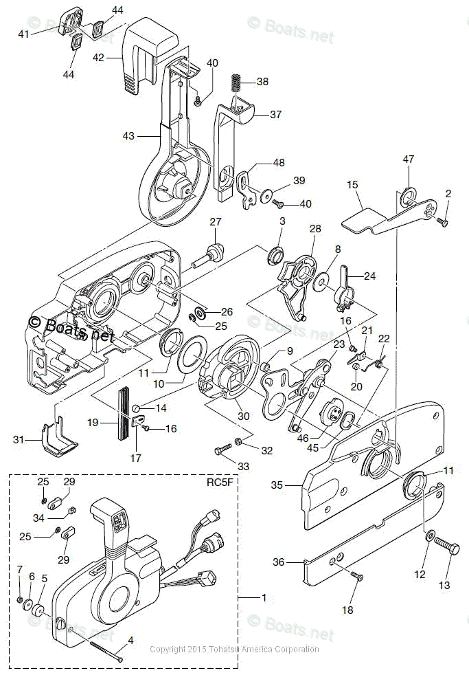 Tohatsu Outboard 2011 OEM Parts Diagram for COMPONENT PARTS OF REMOTE ...