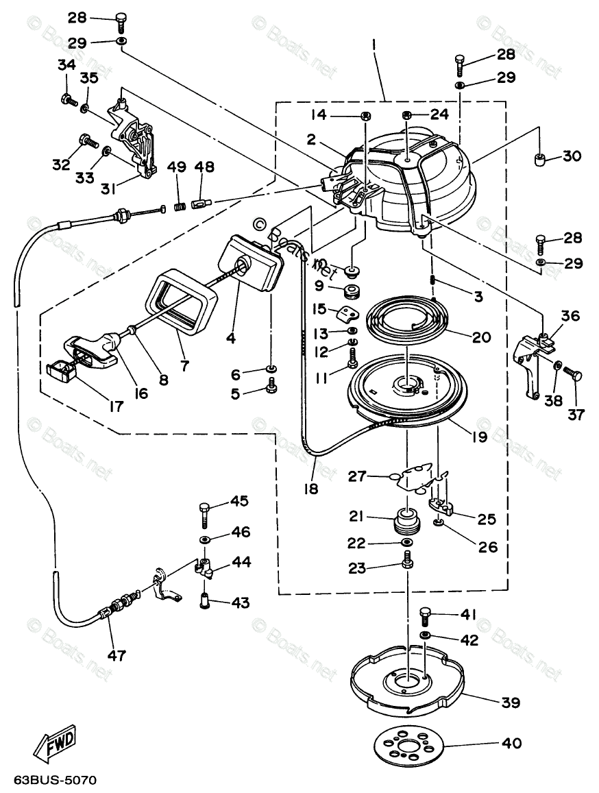 Yamaha Outboard Parts by HP 40HP OEM Parts Diagram for Starter | Boats.net