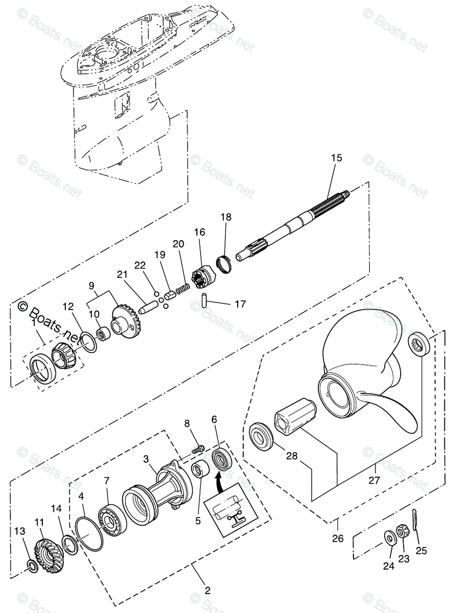 Nissan Outboard 2014 Oem Parts Diagram For Gear Case Propeller Shaft 