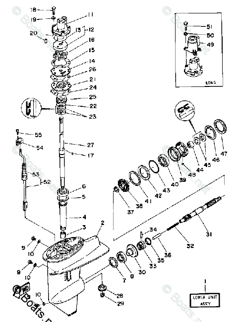Yamaha Outboard Parts by HP 30HP OEM Parts Diagram for Lower - Drive 1