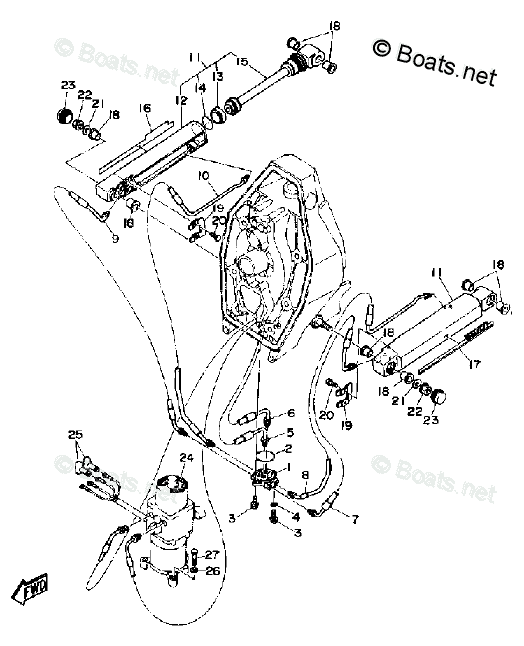 Yamaha Sterndrive 4.3L 262 CID V6 1990 OEM Parts Diagram For TILT ...