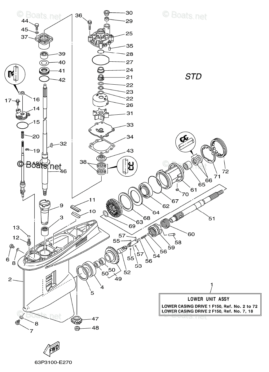 Yamaha Outboard Parts By Hp 150hp Oem Parts Diagram For Lower Casing Drive 1 F150 Boats Net