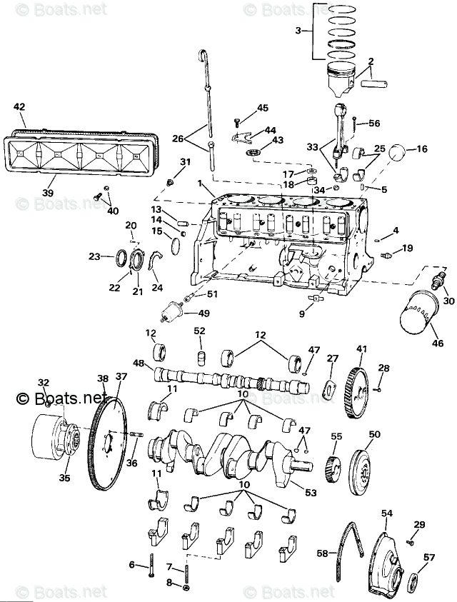 Omc Sterndrive 3.0l 181 Cid Inline 4 Oem Parts Diagram For Crankcase 