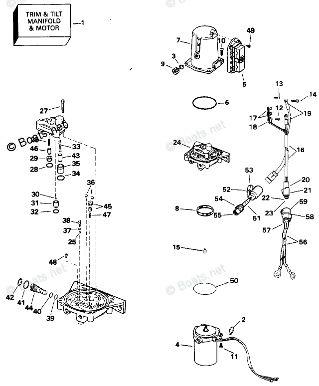 Johnson Outboard 115HP OEM Parts Diagram for Power Trim/Tilt