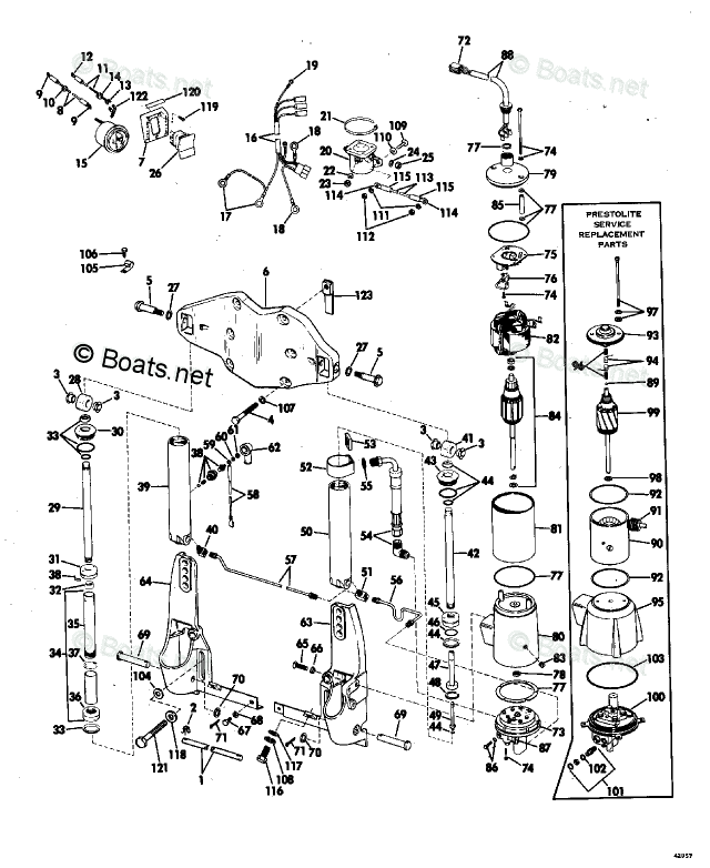 Johnson Outboard 115HP OEM Parts Diagram for Power Tilt And Trim