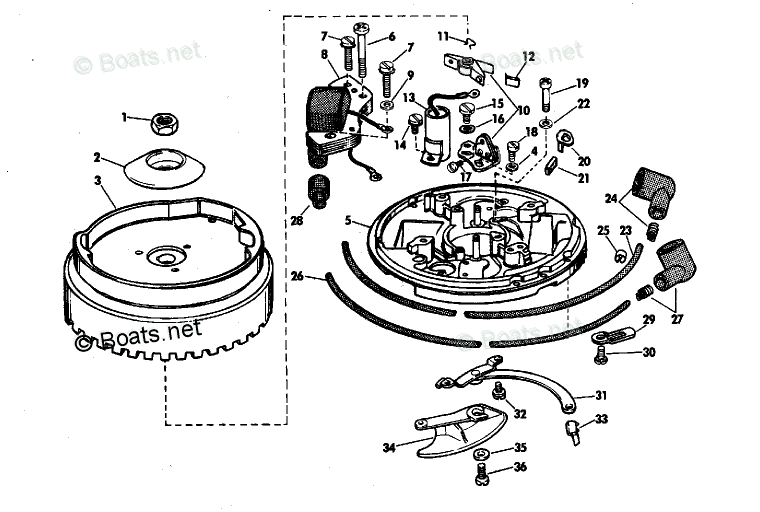 Evinrude Outboard 1970 OEM Parts Diagram For Magneto Group | Boats.net