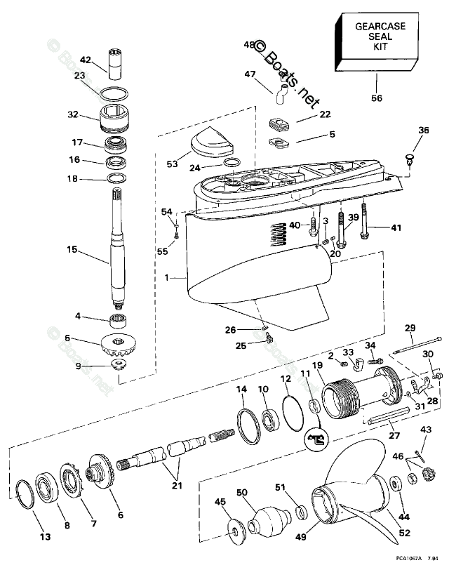 OMC Sterndrive 4.30L 262 CID V6 OEM Parts Diagram for Lower Gearcase ...