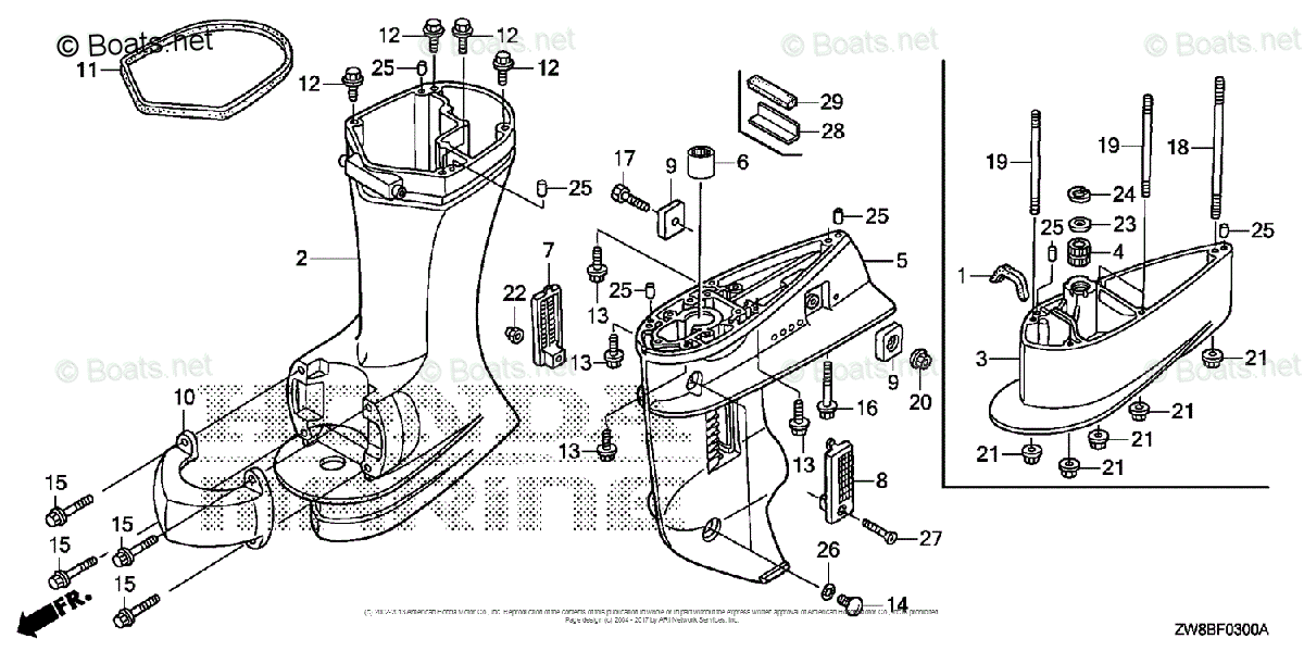 Honda Outboard 2007 And Later OEM Parts Diagram for Gear Case ...