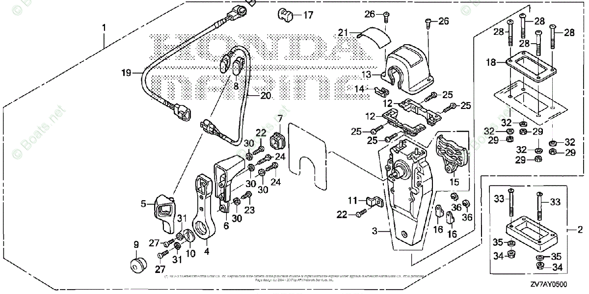 Honda Outboard Parts by HP & Serial Range 25HP OEM Parts Diagram for