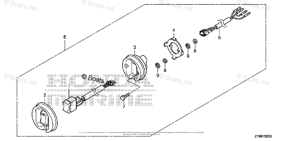 Honda Outboard 100HP OEM Parts Diagram for Trolling Control Switch