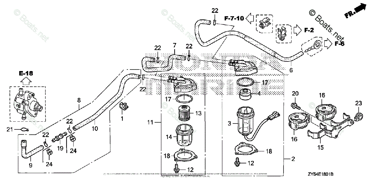 Honda Outboard 2004 OEM Parts Diagram for Water Separator | Boats.net