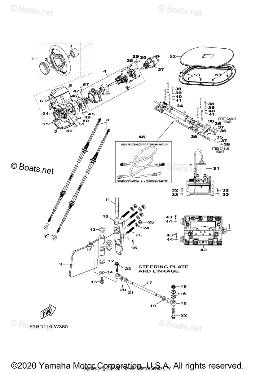 Yamaha Boats 2021 OEM Parts Diagram for Steering | Boats.net