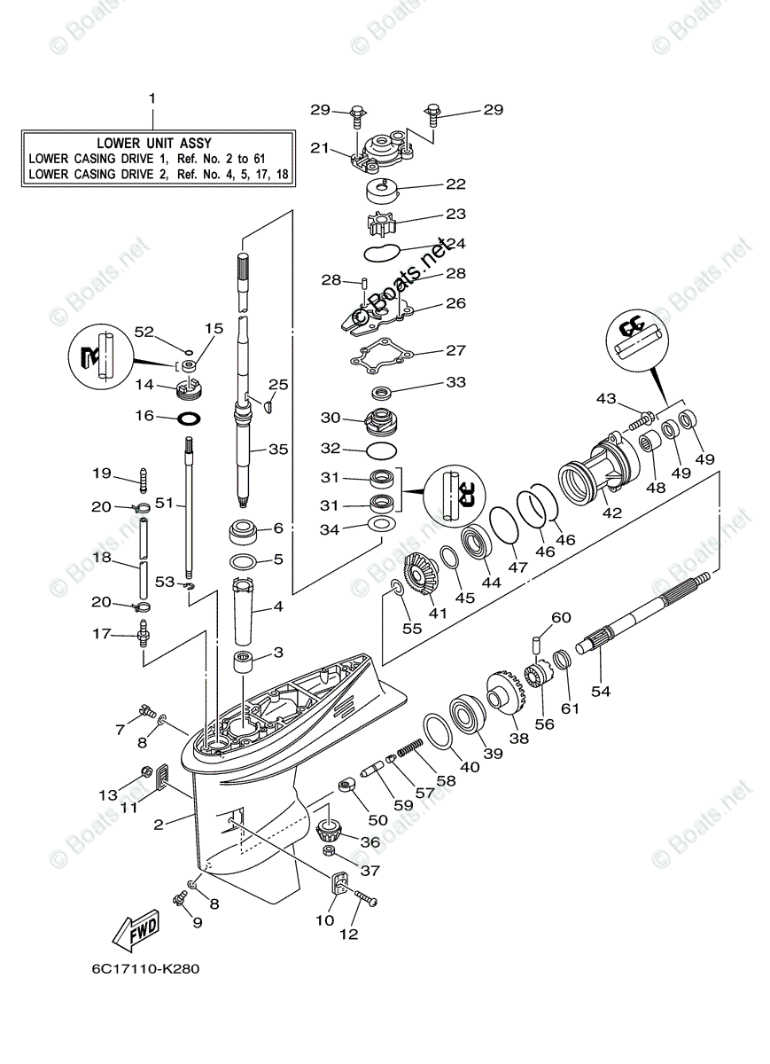 Yamaha Outboard 2010 OEM Parts Diagram for Lower Casing Drive 1 | Boats.net