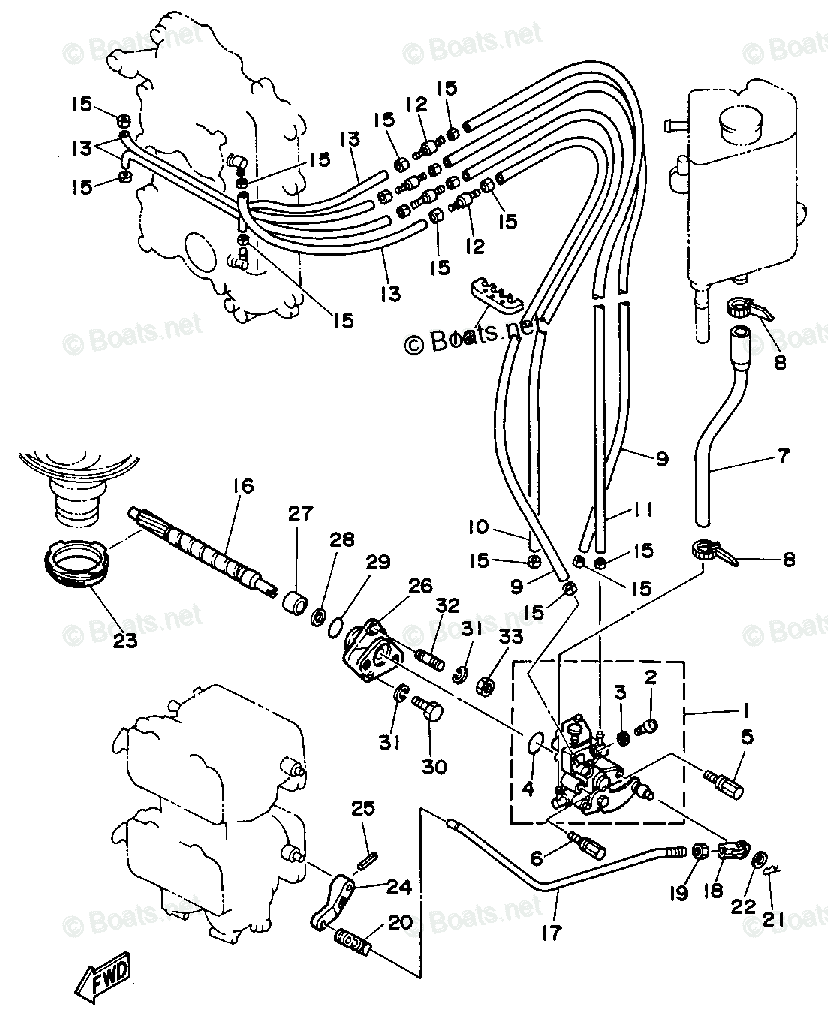 Yamaha Outboard 1989 OEM Parts Diagram for Oil Pump Conversion Kit ...