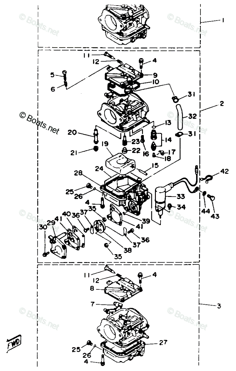 Yamaha Outboard 1993 OEM Parts Diagram for CARBURETOR | Boats.net