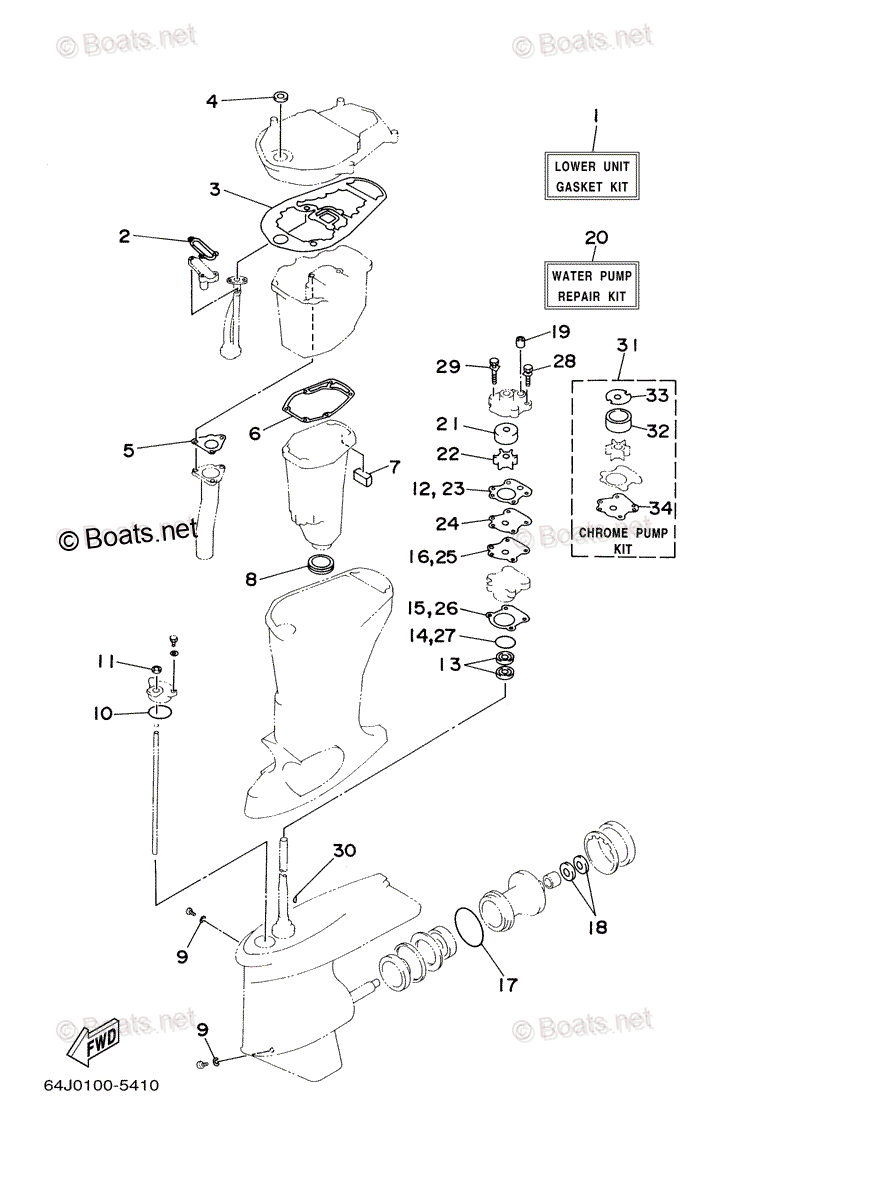 Yamaha Outboard 2000 OEM Parts Diagram for REPAIR KIT 4 T50TLRY | Boats.net