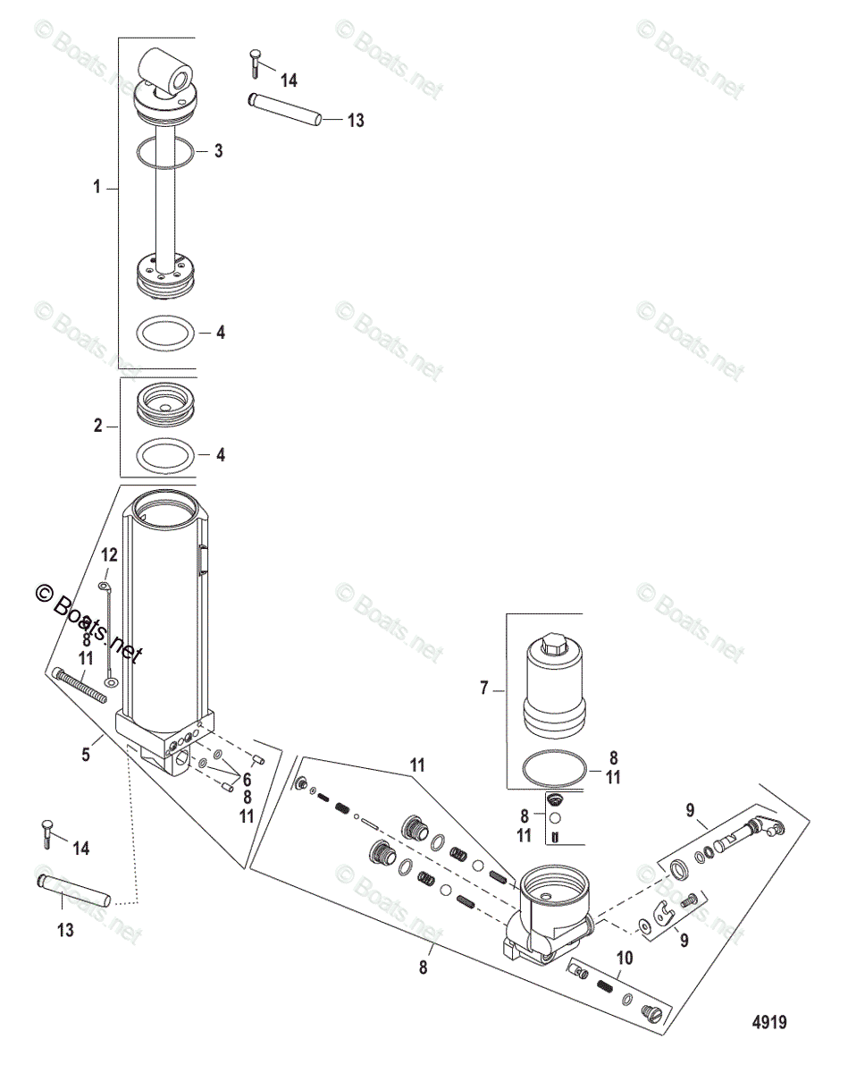 Mercury Outboard 25HP OEM Parts Diagram for Power Trim/Tilt