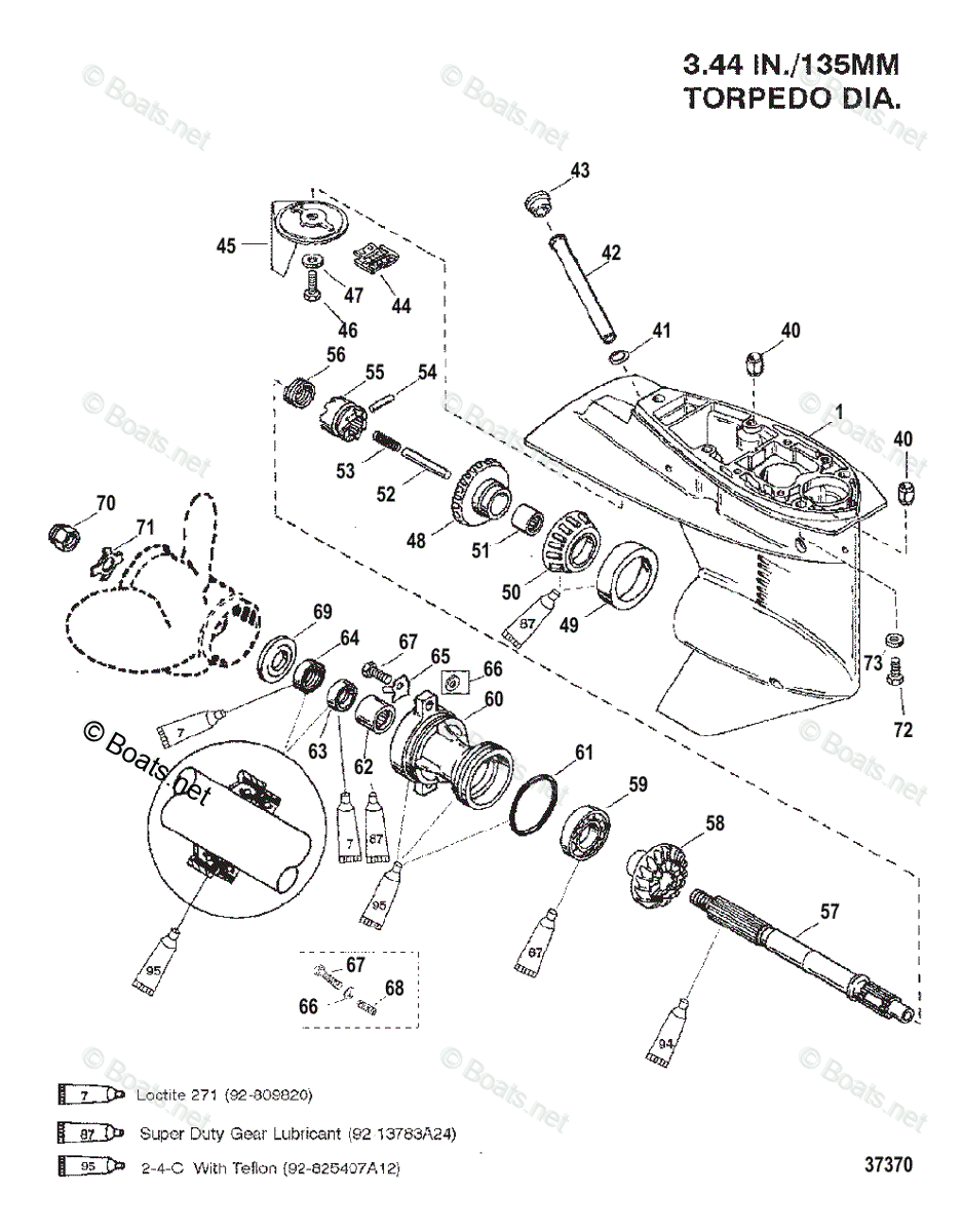 Mercury Outboard 40HP OEM Parts Diagram for Gear Housing (Propeller ...