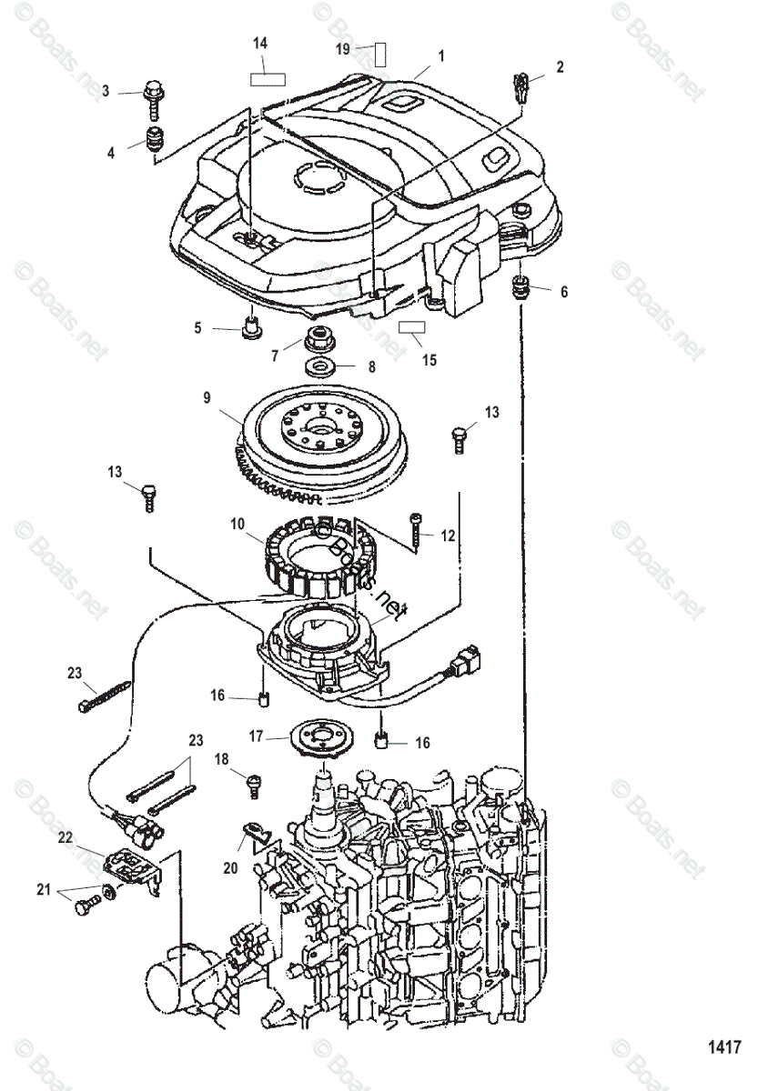 Mercury Outboard 225HP OEM Parts Diagram for Flywheel