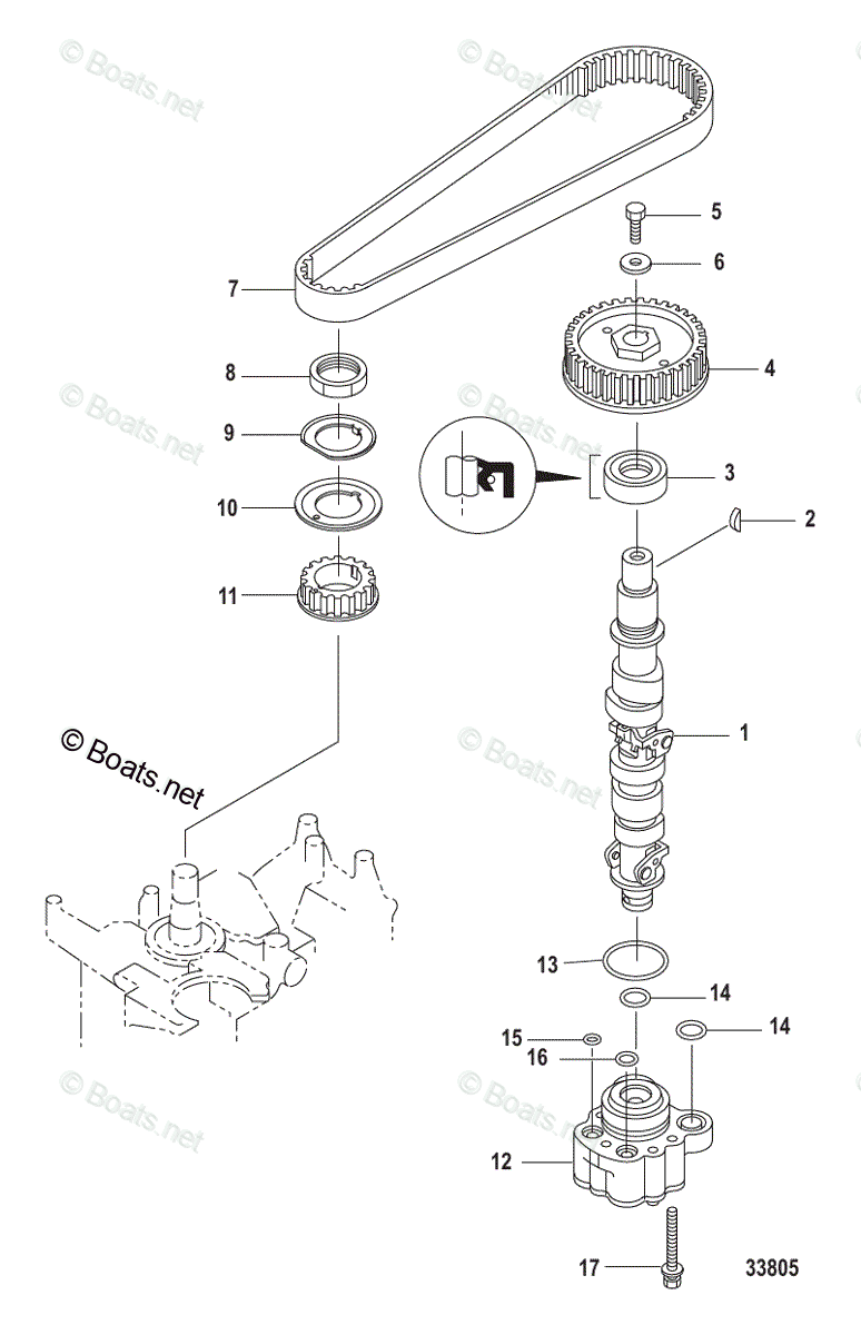 Mercury Outboard 20HP OEM Parts Diagram for Camshaft and Oil Pump ...